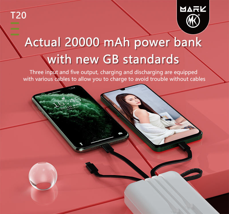 Rynx | 20000mAh Powerbank with four cable types