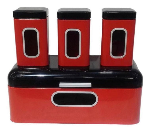 Rynx | Bread Box Steel Design with 3-piece Matching Container Set