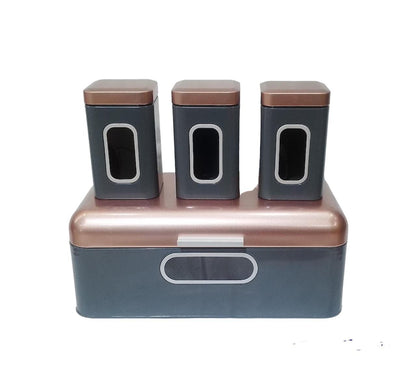 Rynx | Bread Box Steel Design with 3-piece Matching Container Set