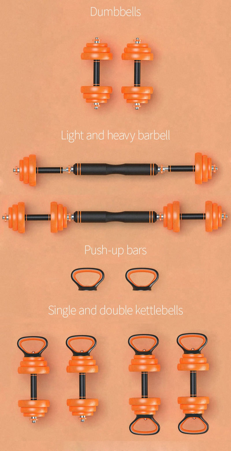 Rynx | DB-2306 Weightlifting set with barbell, dumbbells, and kettlebells