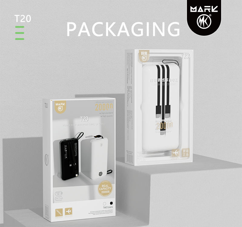 Rynx | 20000mAh Powerbank with four cable types