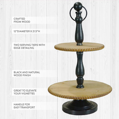 Rynx | Beadedge Wood and Iron Two Levels Tray