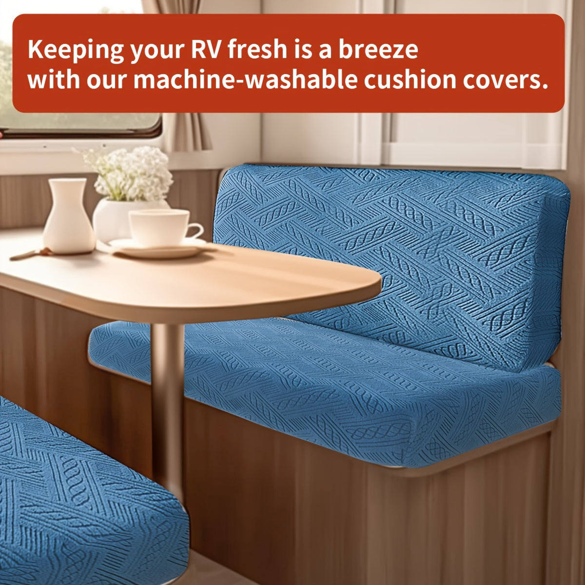 Rynx | 4PCS Bohemian Style RV Sofa Cushion Cover Set - Elastic Fabric Slipcovers, Comfortable and Easy to Install | Machine Washable, Dust & Pet Bite Proof, Waterproof, Stain Resistant | Sofa Protection for Two-Seat Sofas, RV and Camping Vehicle