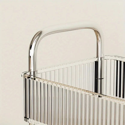 Rynx | Transparent rolling cart with handle, multifunctional plastic cart, multilayer bathroom storage space, bathroom shelves with wheels, cosmetic cart.