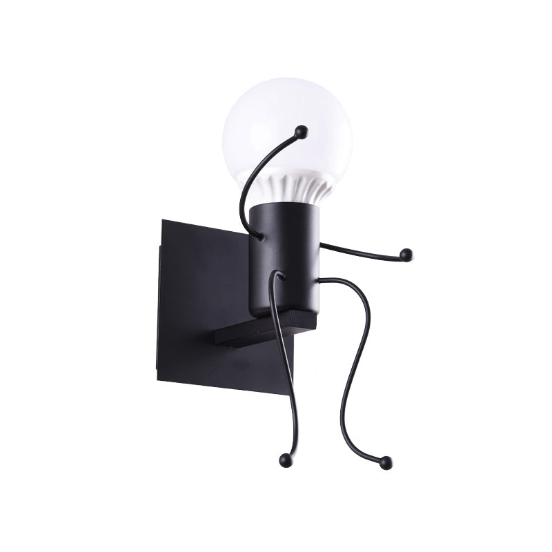 Rynx | Black/White Human Shape Wall Lamp Art Deco Metallic 1/2-Cap Bedside Wall-mounted Lighting