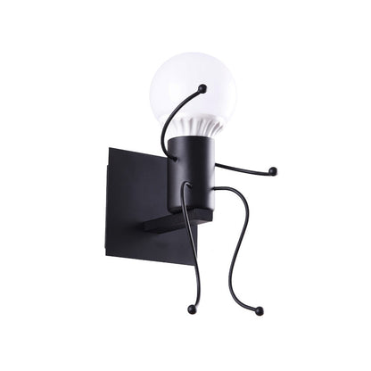 Rynx | Black/White Human Shape Wall Lamp Art Deco Metallic 1/2-Cap Bedside Wall-mounted Lighting