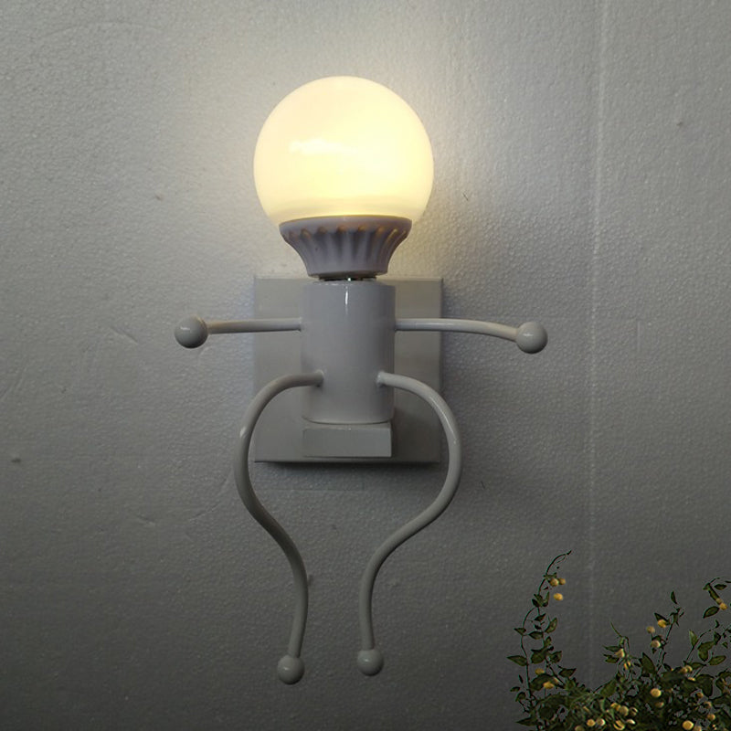 Rynx | Black/White Human Shape Wall Lamp Art Deco Metallic 1/2-Cap Bedside Wall-mounted Lighting