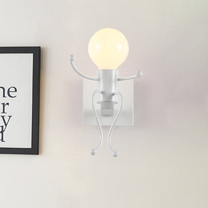 Rynx | Black/White Human Shape Wall Lamp Art Deco Metallic 1/2-Cap Bedside Wall-mounted Lighting