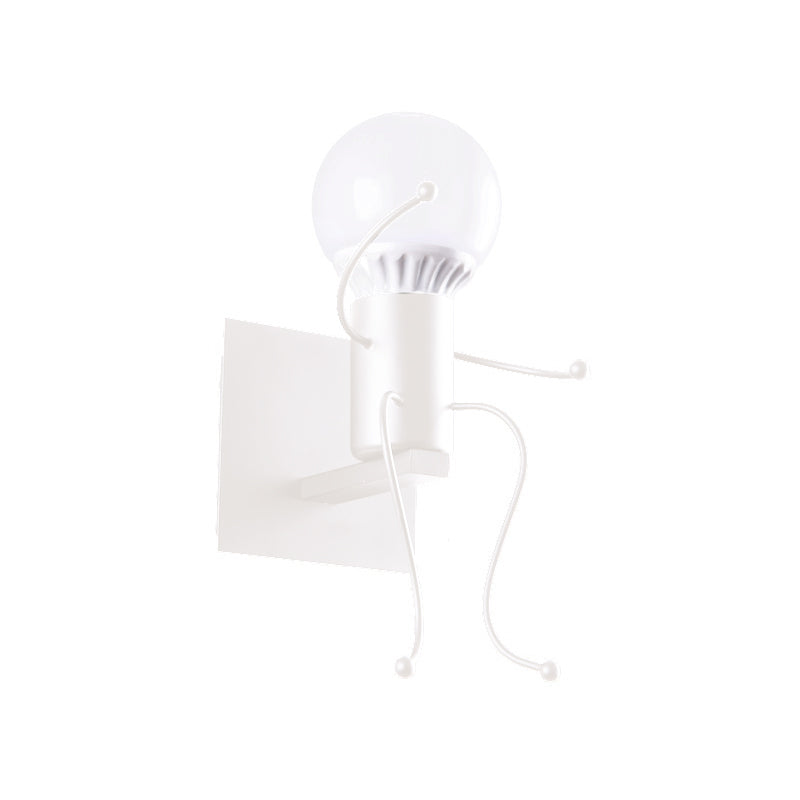Rynx | Black/White Human Shape Wall Lamp Art Deco Metallic 1/2-Cap Bedside Wall-mounted Lighting
