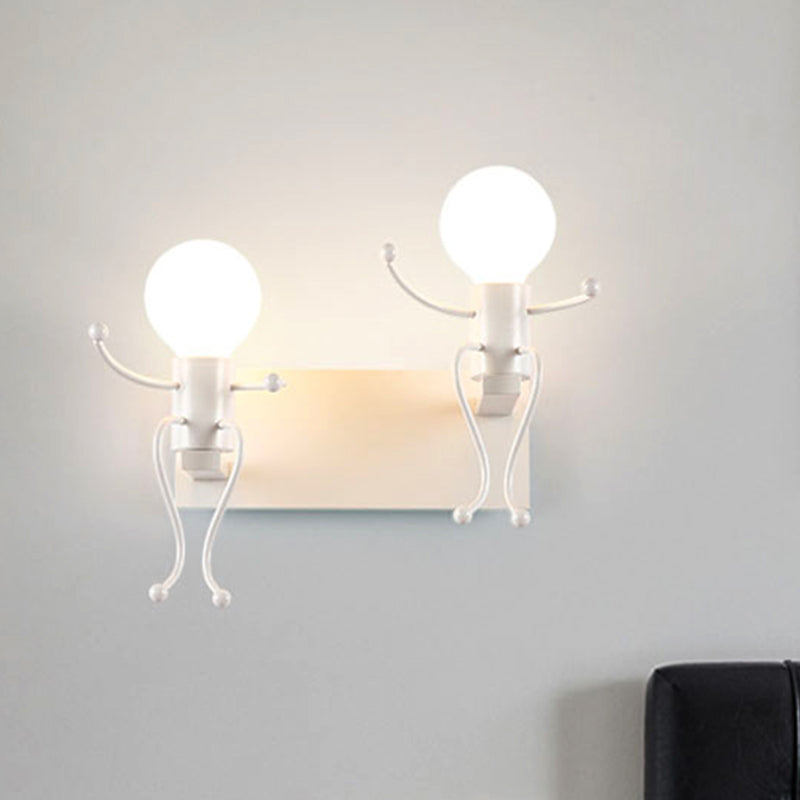 Rynx | Black/White Human Shape Wall Lamp Art Deco Metallic 1/2-Cap Bedside Wall-mounted Lighting