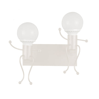 Rynx | Black/White Human Shape Wall Lamp Art Deco Metallic 1/2-Cap Bedside Wall-mounted Lighting