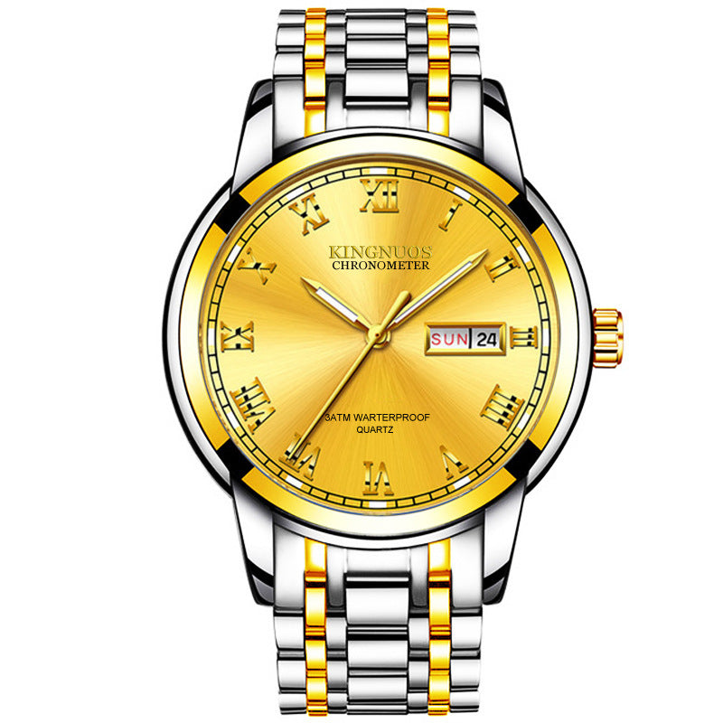 Rynx | Transnational Hot Double Calendar Steel Belt Watch Business Non-mechanical