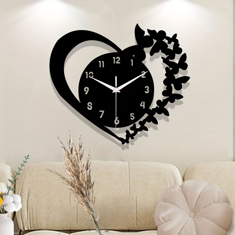 Rynx | Silent Heart-Shaped Acrylic Wall Clock - Frameless Love Design for Living Room, Bedroom & Office