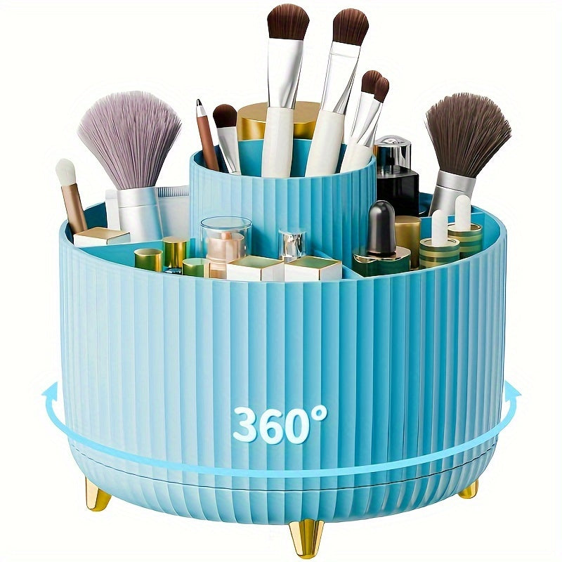 Rynx | 360° Rotation Make-up Organizer – Durable Plastic Cosmetic Storage Box with 5 Compartments