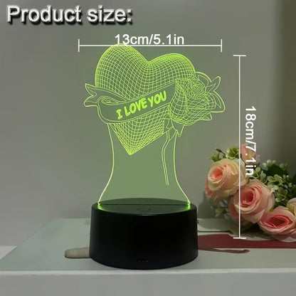 Rynx | HartLicht - 3D LED Illusion Lamp with Touch Control, 7 Colors & USB/Battery Power
