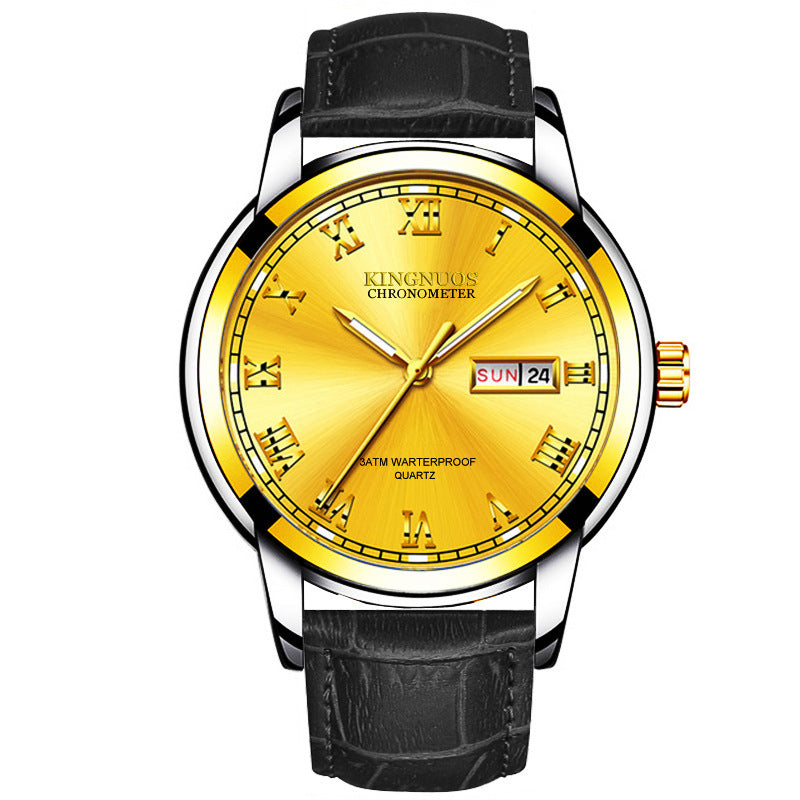 Rynx | Transnational Hot Double Calendar Steel Belt Watch Business Non-mechanical