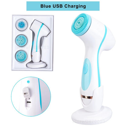Rynx | 3-in-1 Sonic Rotating Facial Cleansing Brush: Waterproof, Rechargeable & Deep Cleaning Spa System