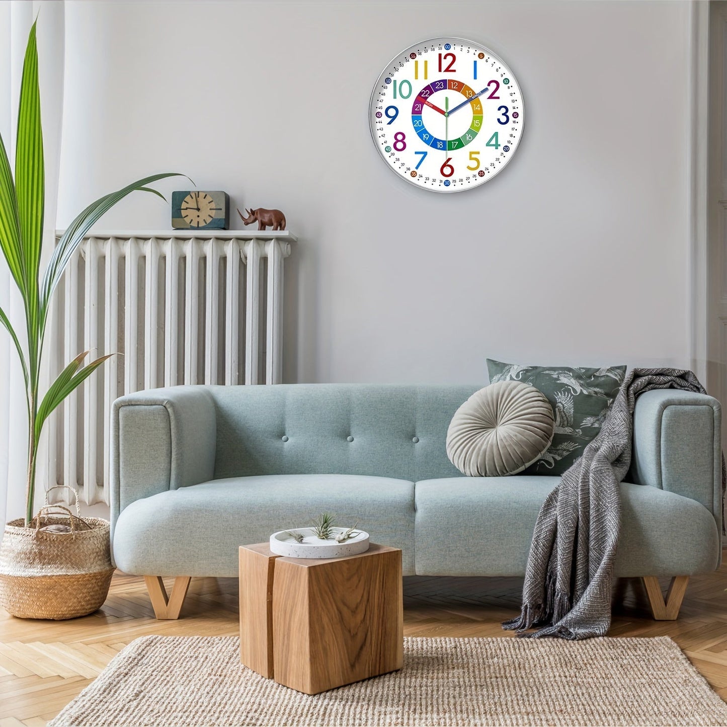 Rynx | Quiet Educational Wall Clock with Colorful Hands