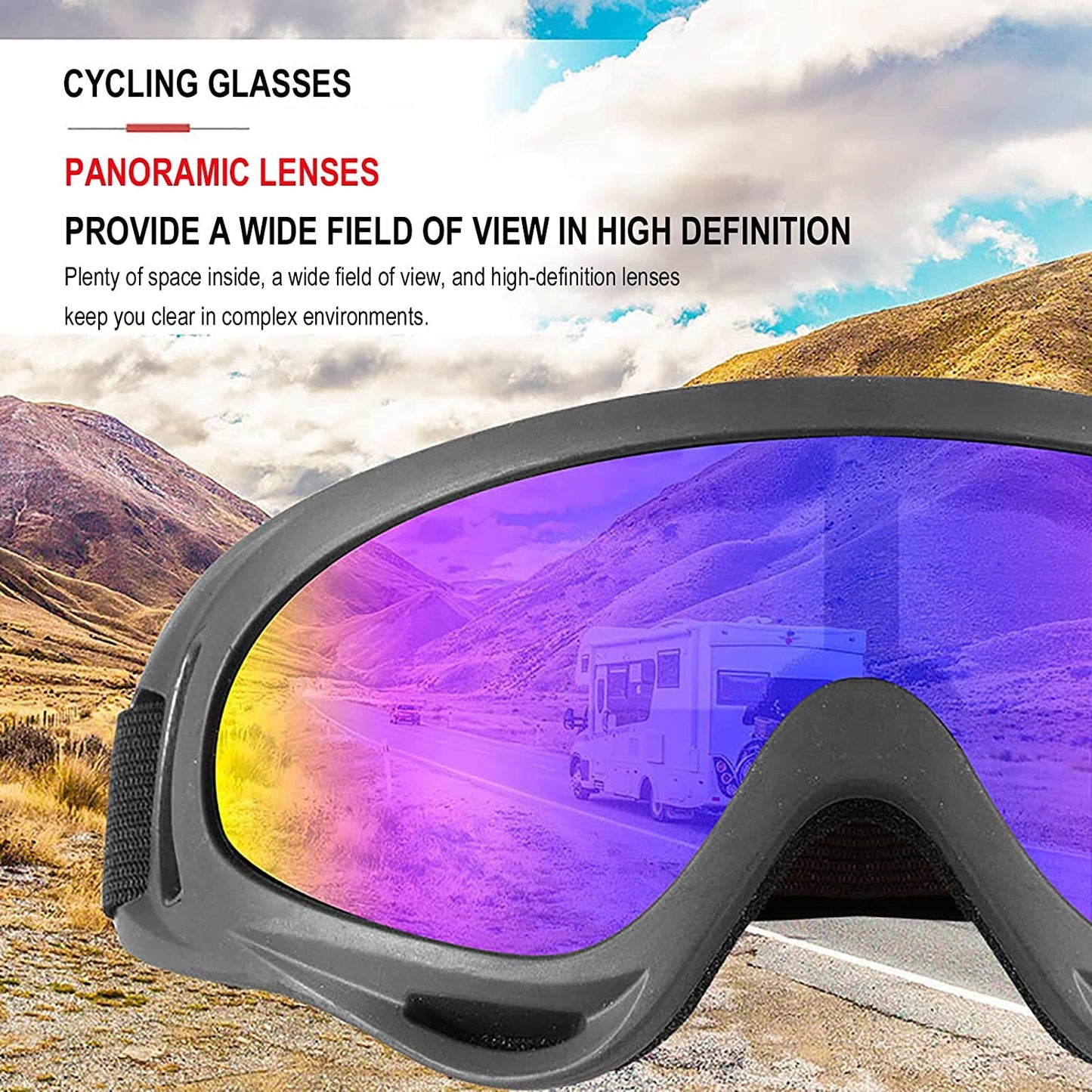 Rynx | 10 Packs Motorcycle Accessories, 5PCS Dirt Bike Ski Goggles Dustproof Windproof Safety Glasses and 5PCS Face Masks