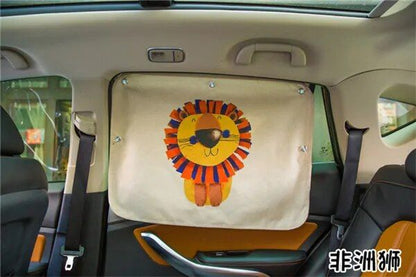 Rynx | Cute Cartoon Linen Car Sun Shade Curtain for Windshield and Side Windows - 70cm x 50cm
