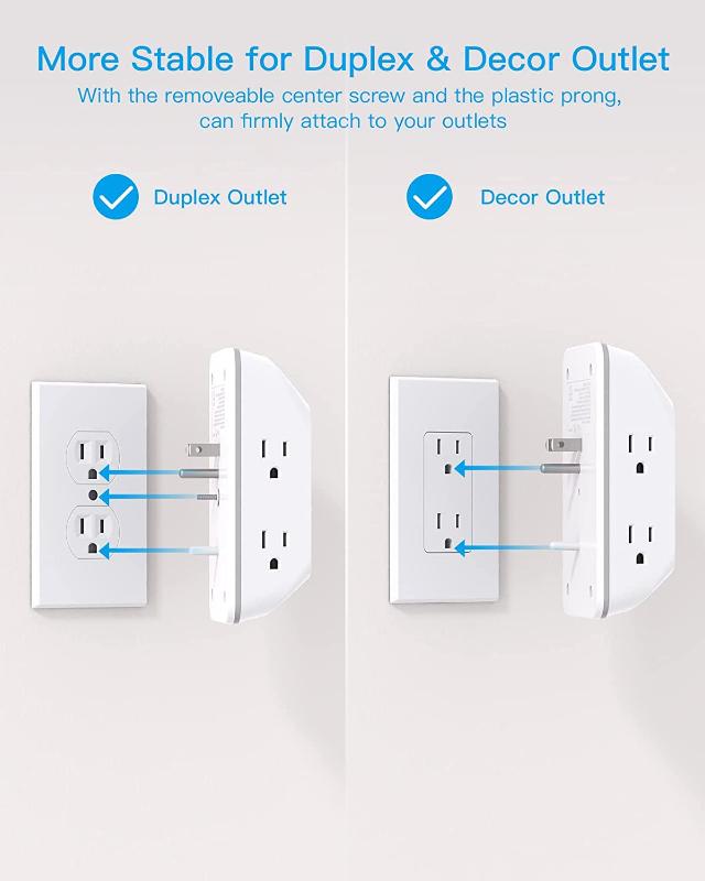 Rynx | Outlet Extender with Night Light, Multi Plug Outlet, USB Wall Charger Surge Protector
