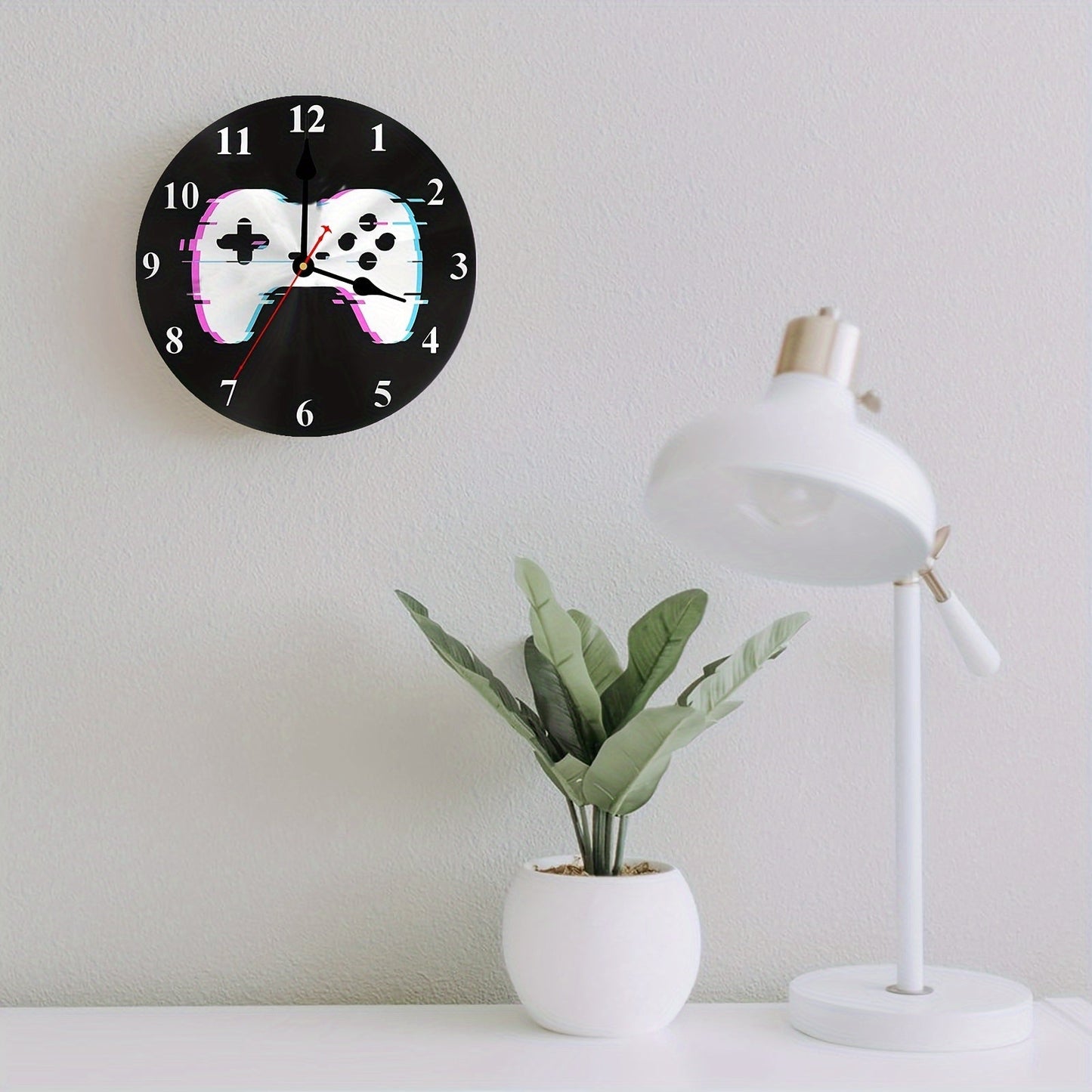 Rynx | Round Wall Clock for Gamers - Wooden Clock with Battery, 25.4cm