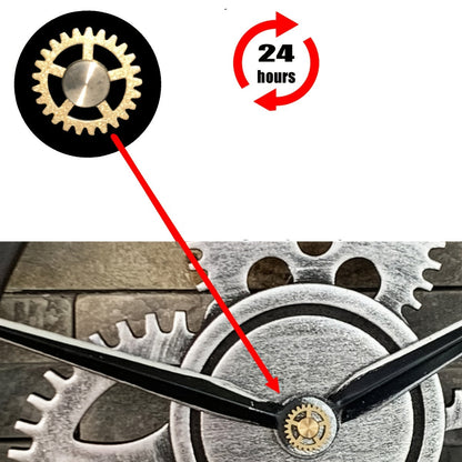 Rynx | Oversized Silver Roman Gear Wall Clock - Silent Clock for Living Room, Office, and Kitchen Product Description
