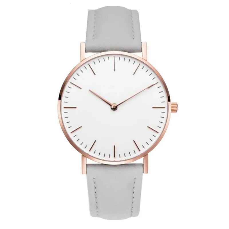 Rynx | Luxury Rose Gold Women's Watch - Elegant Watch Leather Gray