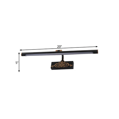 Rynx | Black Extended Vanity Light Fixture Classic Metal LED Bathroom Wall Light Lamp in White/Warm/Natural Light, 16"/20"/24" L