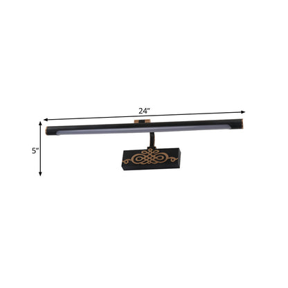 Rynx | Black Extended Vanity Light Fixture Classic Metal LED Bathroom Wall Light Lamp in White/Warm/Natural Light, 16"/20"/24" L