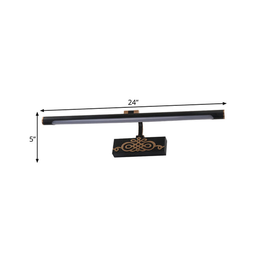 Rynx | Black Extended Vanity Light Fixture Classic Metal LED Bathroom Wall Light Lamp in White/Warm/Natural Light, 16"/20"/24" L
