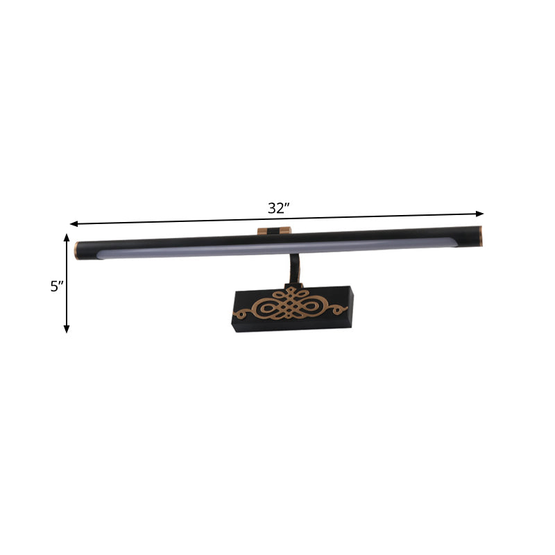 Rynx | Black Extended Vanity Light Fixture Classic Metal LED Bathroom Wall Light Lamp in White/Warm/Natural Light, 16"/20"/24" L