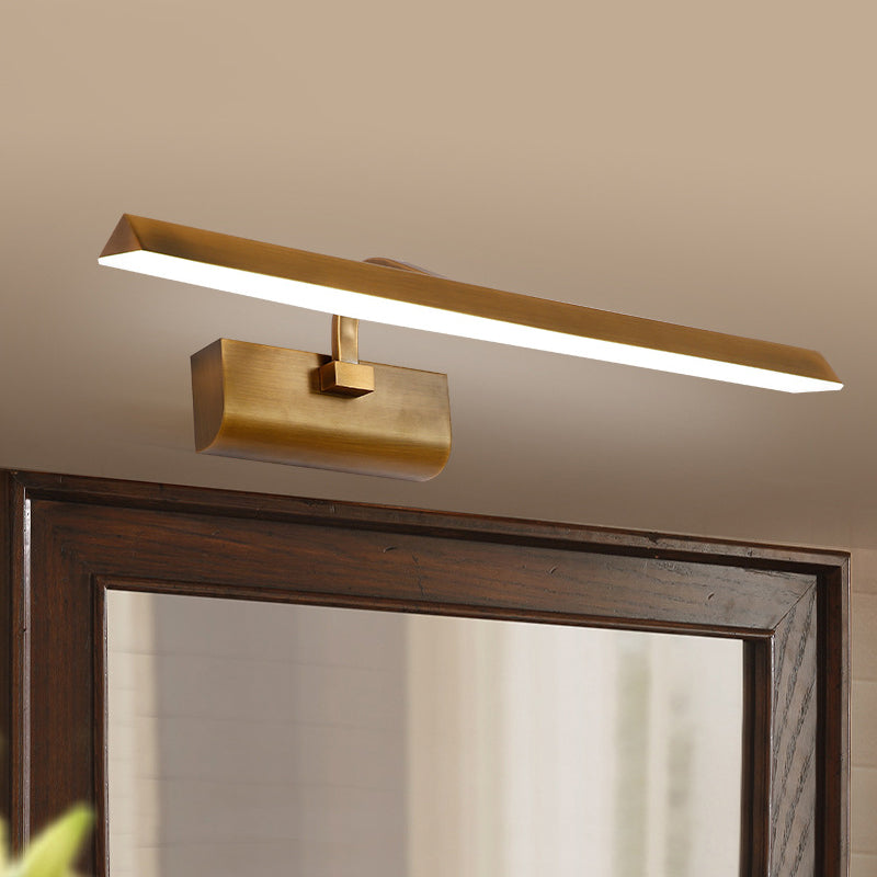 Rynx | LED Linear Vanity Lamp Traditional Brass Metal Wall Light Fixture for Bathroom in White/Warm/Natural Light, 16"/20"/24" L