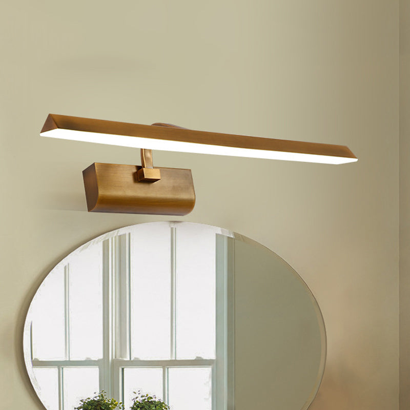 Rynx | LED Linear Vanity Lamp Traditional Brass Metal Wall Light Fixture for Bathroom in White/Warm/Natural Light, 16"/20"/24" L