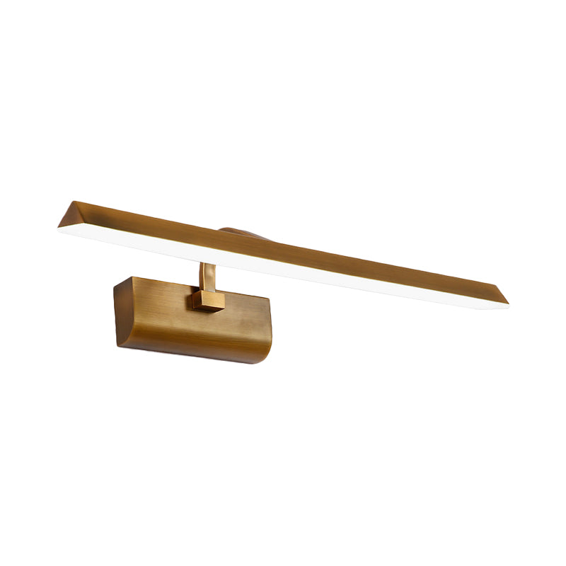 Rynx | LED Linear Vanity Lamp Traditional Brass Metal Wall Light Fixture for Bathroom in White/Warm/Natural Light, 16"/20"/24" L