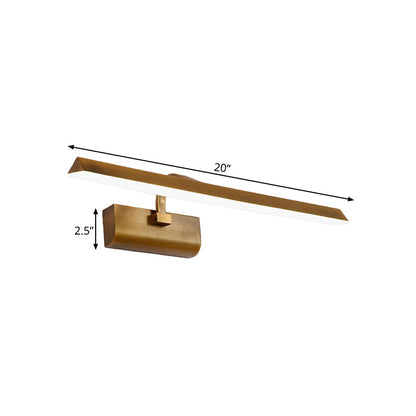 Rynx | LED Linear Vanity Lamp Traditional Brass Metal Wall Light Fixture for Bathroom in White/Warm/Natural Light, 16"/20"/24" L
