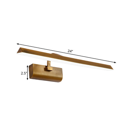 Rynx | LED Linear Vanity Lamp Traditional Brass Metal Wall Light Fixture for Bathroom in White/Warm/Natural Light, 16"/20"/24" L
