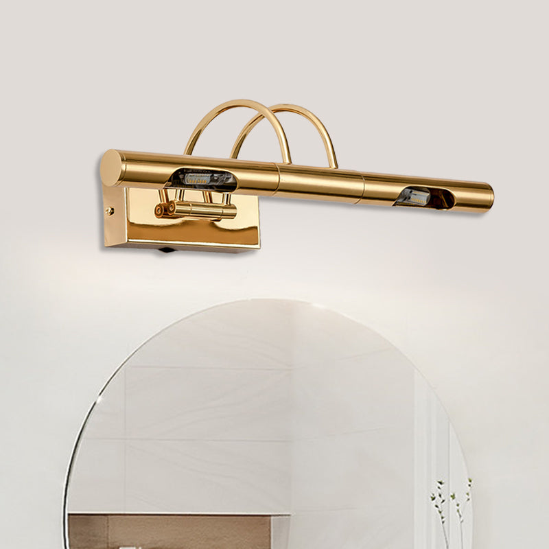 Rynx | LED Metal Vanity Lamp Classic Gold Swing Arm Bathroom Wall Light Fixture in White/Warm/Natural Light