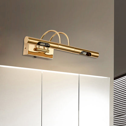 Rynx | LED Metal Vanity Lamp Classic Gold Swing Arm Bathroom Wall Light Fixture in White/Warm/Natural Light