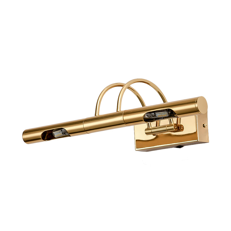 Rynx | LED Metal Vanity Lamp Classic Gold Swing Arm Bathroom Wall Light Fixture in White/Warm/Natural Light