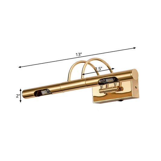 Rynx | LED Metal Vanity Lamp Classic Gold Swing Arm Bathroom Wall Light Fixture in White/Warm/Natural Light