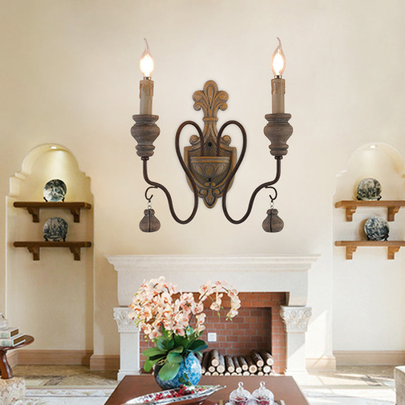 Rynx | Wild wood curved arm wall lamp Vintage metal 1/2 lights dining room wall light