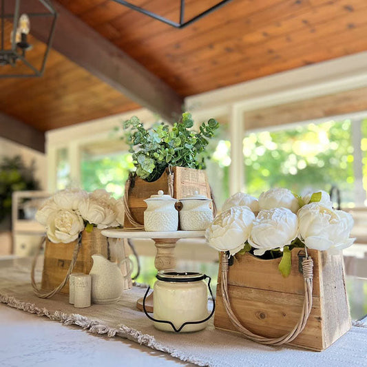 Rynx | Eco-friendly wooden plant pots with straps, set of 3 pieces