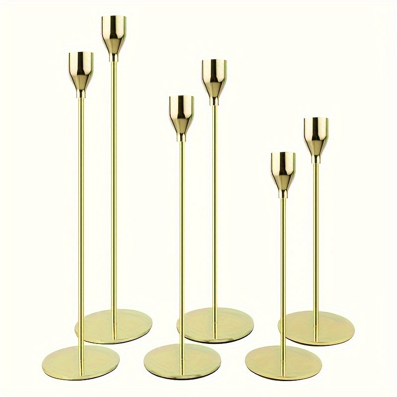 Rynx | 6-piece Set Black/Gold Candelabra - For Restaurant, Wedding, Dinner & Party Decoration