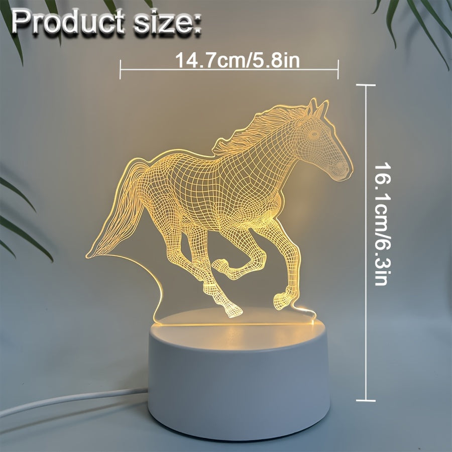 Rynx | DyrLys - Geometric Horse Night Lamp, USB-powered LED Table Lamp