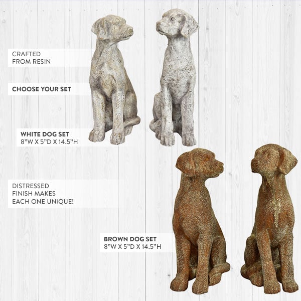 Rynx | Antique inspired dog statues, set of 2 | Choose your color