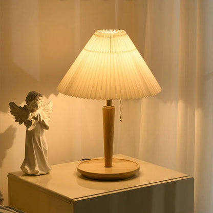 Rynx | GrainGlow Vintage Table Lamp made of Pleated Wood | Stylish Lighting | Perfect for Home