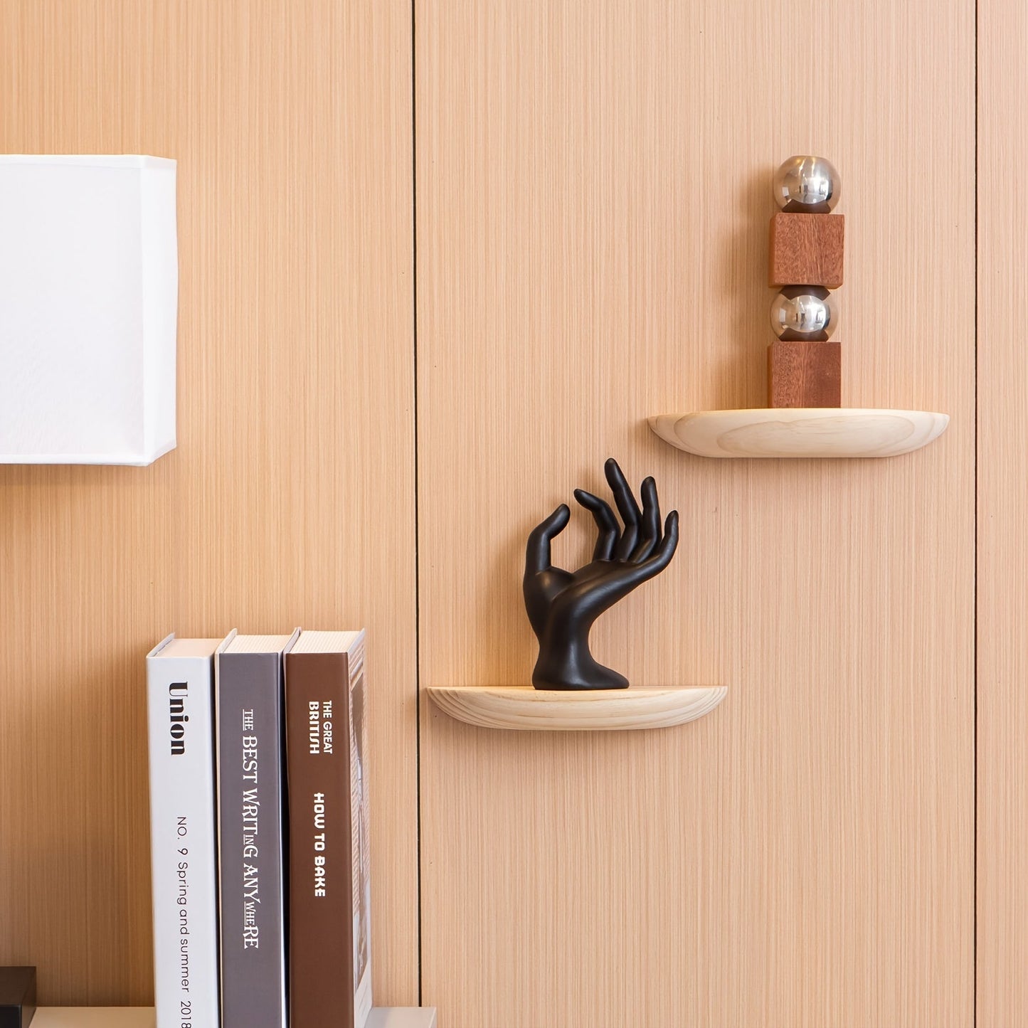Rynx | WoodArc - Set with 2 Half-Round Wooden Floating Shelves for Wall Decoration and Storage