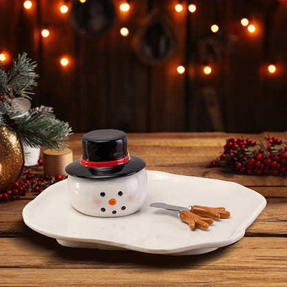 Rynx | Snowman Serving Plate with Dip Bowl and Spatula