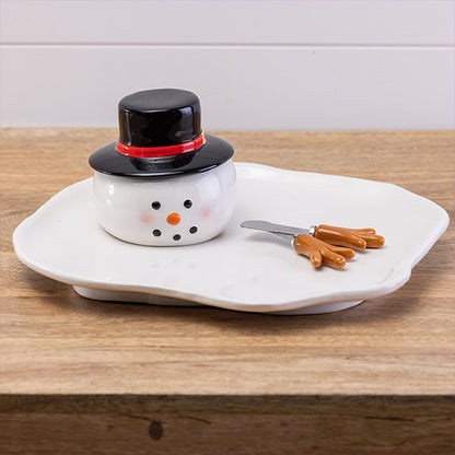 Rynx | Snowman Serving Plate with Dip Bowl and Spatula